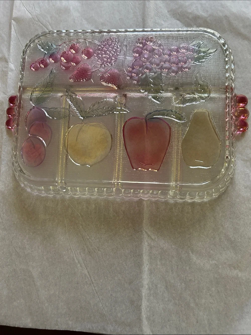 Vintage Rainbow Mist 5-Part Divided Relish Dish by Indiana Glass NIB Item 2939